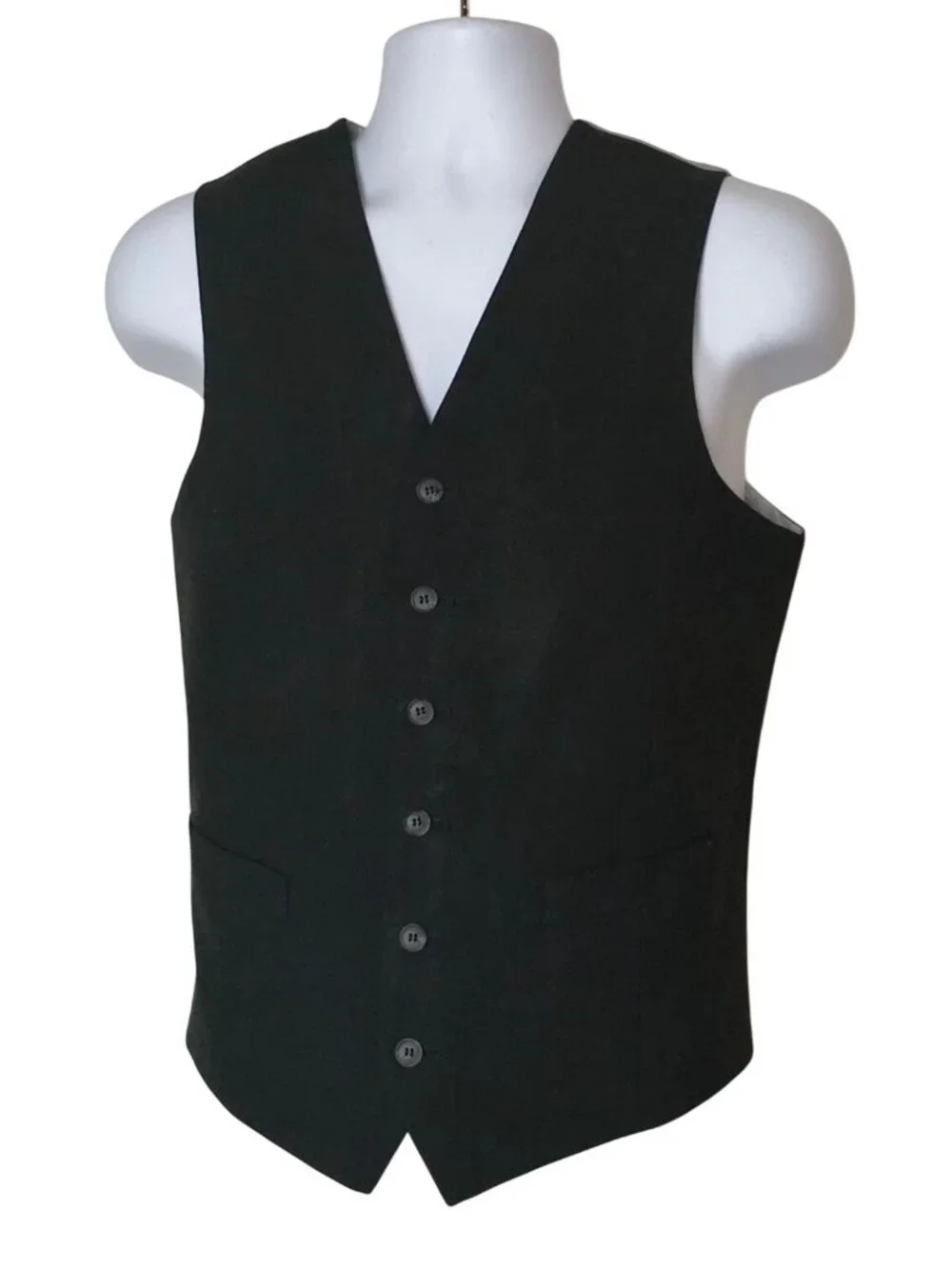 J.Ferrar Men M Black Dress Vest Slim Fit Classic Adjustable Back Strap Button Up